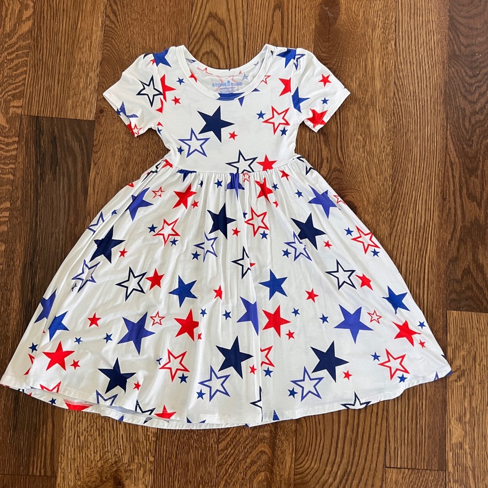 NWOT Starry Kids Dress in Red, White and Blue - Size 5